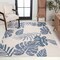 Jonathan Y Monstera Tropical Leaf High-Low Cream/Dark Blue 4 ft. x 6 ft. Indoor/Outdoor Area Rug AMC113E-4 - alternate 1