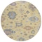 Homeroots 8' Gold Brown And Blue Round Floral Washable Indoor Outdoor Area Rug 606154 - alternate 5