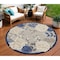 Homeroots 8' Blue and Gray Round Floral Indoor Outdoor Area Rug 527633 - alternate 7
