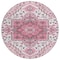 Homeroots 8' Pink Ivory And Gray Round Oriental Washable Indoor Outdoor Area Rug 600182 - alternate 5