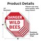 Signmission Danger Wild Bees, 4 inch X 4 inch, Vinyl Decal, 5PK OC-D-5PACK-4-22 - alternate 2