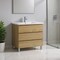 Homeroots 32" Oak Wood Freestanding Bathroom Vanity With White Sink And Three Drawers 624148 - alternate 3