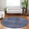 Homeroots 8' Navy Blue And Gray Round Striped Washable Indoor Outdoor Area Rug 588102 - alternate 5