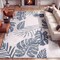 Jonathan Y Monstera Tropical Leaf High-Low Cream/Dark Blue 4 ft. x 6 ft. Indoor/Outdoor Area Rug AMC113E-4 - alternate 4