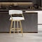 Armen Living Saturn 30in Swivel Bar Stool with Gold Brushed Stainless Steel and White Faux Leather LCSNSWBABGLWH30 - alternate 7