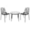 Leisuremod Devon 3-Piece Aluminum Patio Dining Set, Tempered Glass Top Table & 2 Stackable Chairs, Black DT20CBL - alternate 1