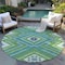 Homeroots 8' Lime Green Aqua And Ivory Round Tribal Washable Indoor Outdoor Area Rug 598132 - alternate 7