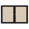 Ghent Ovation 2 Door Enclosed Fabric Bulletin Board, Black Frame, 3'H x 4'W, Beige OVK2-F90 - alternate 1