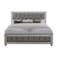 Homeroots Silver Champagne Tone King Bed  Padded Headboard  Padded Footboard  Mirror Trim Accents 383837 - alternate 6