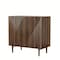 Homeroots 32in Brown Wood Carved Geometric Sideboard With Two Doors 712233 - alternate 1