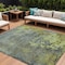 Homeroots 10' X 14' Fern Green Gray And Olive Green Abstract Washable Indoor Outdoor Area Rug 618231 - alternate 1