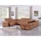 Homeroots Chestnut Italian Leather Power Reclining U Shaped Eight Piece Corner Sectional With Console 634686 - alternate 8