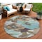 Homeroots 8' Khaki And Taupe Round Floral Washable Indoor Outdoor Area Rug 611006 - alternate 1