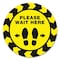Avery Social Distancing Floor Decal, 10.5 in. dia, Please Wait Here, Yellow/Black Face, Black Graphic, 5PK 83020 - alternate 1