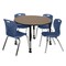 Regency Round Kee Mobile Adjustable Classroom Table W/ 4 Andy Chairs, 48 in W, 48 in L, Noble Oak TB48RNDNOAPCBK40NV - alternate 1