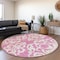 Homeroots 8' Blush And Ivory Round Damask Washable Indoor Outdoor Area Rug 614415 - alternate 6