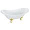 Kingston Brass 61" Cast Iron Oval Double Slipper Clawfoot Tub, No Faucet Drillings, White/Polished Brass VCTNDS6130NC2 - alternate 1