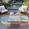 Homeroots 8' Gray Gold And Salmon Round Geometric Washable Indoor Outdoor Area Rug 617982 - alternate 7