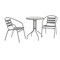 Flash Furniture Lila 23.75in Round Glass Top Metal Table with 2 Silver Aluminum Slat Stack Chairs TLH-071RD-017CSV2-GG - alternate 1