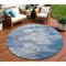 Homeroots 8' Denim Blue And Sky Blue Round Abstract Washable Indoor Outdoor Area Rug 582160 - alternate 1