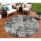 Homeroots 8' Black And Gray Round Abstract Washable Indoor Outdoor Area Rug 597934 - alternate 1