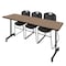 Regency Kobe Mobile T-Base Training Table W/ 2 Zeng Stack Chairs, 84 in W, 24 in L, Noble Oak MKTRCC8424NO44BK - alternate 1