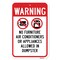 Signmission Warning No Furniture Air Conditioners Or Appliance Aluminum, 18" x 24", A-1824-24675 A-1824-24675 - alternate 2
