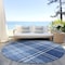 Homeroots 8' Navy Blue Black And Ivory Round Plaid Washable Indoor Outdoor Area Rug 596347 - alternate 5