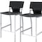Homeroots Set of Two 29" Black and Silver Metal and Faux Leather Low Back Bar Height Bar Chairs, 2PK 555055 - alternate 4