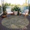 Homeroots 8' Round Dark Moss Green and Gray Round Oriental Washable Non Skid Indoor Outdoor Area Rug 563804 - alternate 4
