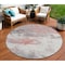 Homeroots 8' Coral And Gray Round Abstract Washable Indoor Outdoor Area Rug 617718 - alternate 1