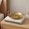 Homeroots 10in Gold Cast Iron Handmade Round Trinket Tray With Handles 634802 - alternate 7