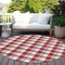 Homeroots 8' Red Gray And Beige Round Plaid Washable Indoor Outdoor Area Rug 601430 - alternate 8