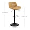Homeroots Set of Two 31" Yellow And Black Faux Leather And Steel Swivel Low Back Adjustable Height Bar Chairs 524980 - alternate 6