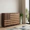 Homeroots 55in Brown Solid Wood Carved American Flag Accent Cabinet With Three Doors And Two Drawers 716325 - alternate 5