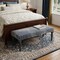 Homeroots 47in Blue And Cream Abstract Design Blue Leg Upholstered Bench 483464 - alternate 3
