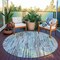Homeroots 8' Teal Blue And Gray Round Striped Washable Indoor Outdoor Area Rug 617700 - alternate 6
