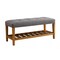 Homeroots 40in Gray and Brown Linen Blend and Solid Wood Upholstered Storage Bench With Shelves 286432 - alternate 6