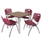 Regency Square Kee Breakroom Table W/ 4 M Stack Chairs, 36 in W, 36 in L, Noble Oak TB3636NOBPCM47BY - alternate 1