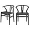 Homeroots Set of Two Black Solid Wood Wishbone Back Dining Arm Chairs 653936 - alternate 6