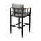 Armen Living Orlando Outdoor Patio Bar Stool in Aluminum and Teak with Gray Cushions LCOOBLGR30 - alternate 6