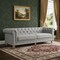Homeroots 92" Light Gray Linen Chesterfield Wood Sofa 543991 - alternate 5