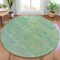 Homeroots 8' Teal Blue And Linen Round Oriental Washable Indoor Outdoor Area Rug 631139 - alternate 4