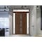 Vdomdoors Front Exterior Prehung Metal-Plastic Door, Manux 8112 Walnut, 2 Side and Top Sidelite Transom, Offi MANUX8112EXD-WLN-W12+36+12xH80+14-RH - alternate 3