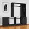 Homeroots 78" Black Wood Enclosed and Open Storage Entertainment Center with Bookcase 535163 - alternate 6