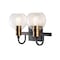 Jonathan Y Marais 14.5" 2-Light Iron/Glass Rustic Vintage LED Vanity Light, Black/Brass Gold JYL3527A - alternate 11
