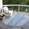 Homeroots 8' Sky Blue And Denim Blue Round Botanical Leaves Washable Indoor Outdoor Area Rug 581986 - alternate 6
