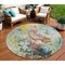 Homeroots 8' Ivory Blue And Yellow Round Abstract Washable Indoor Outdoor Area Rug 577964 - alternate 1