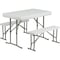 Flash Furniture Rectangle White Plastic Fold Table/Bench, 25.5" W, 41" L, 28.5" H, Plastic Top, White DAD-YCZ-103-GG - alternate 1