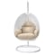 Leisuremod White Wicker Hanging Egg Swing Chair with Taupe Cushions ESCW-40TP - alternate 7